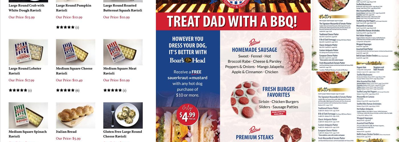 Pastosa Ravioli Menu