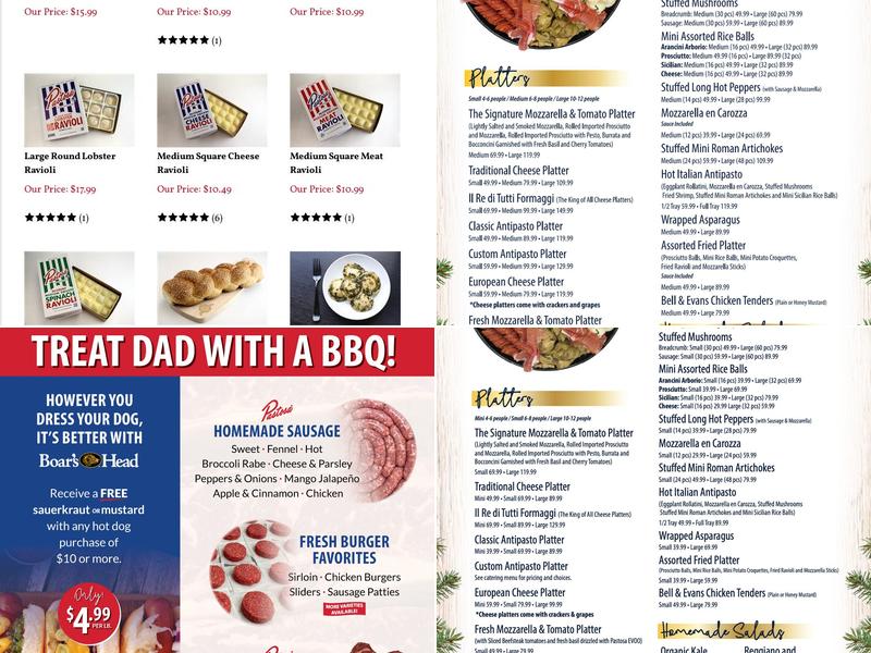 Pastosa Ravioli Menu