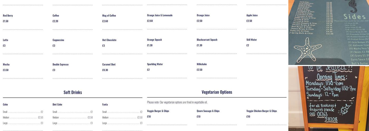 Mary Jane's Fish Bar Menu