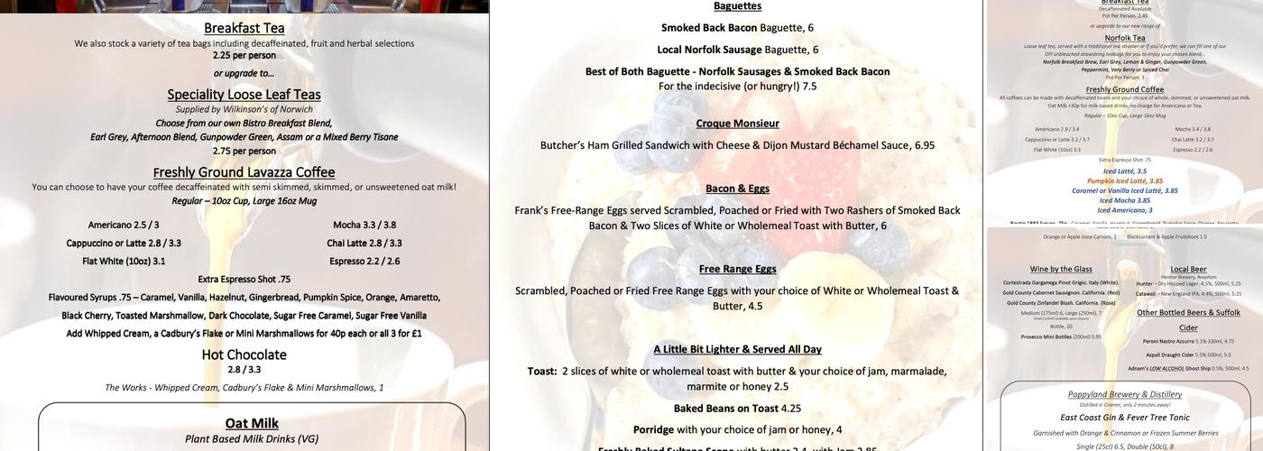 The Old Rock Shop Bistro Menu