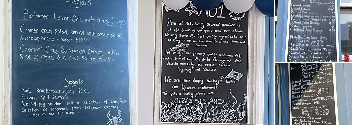 No1 Cromer Menu