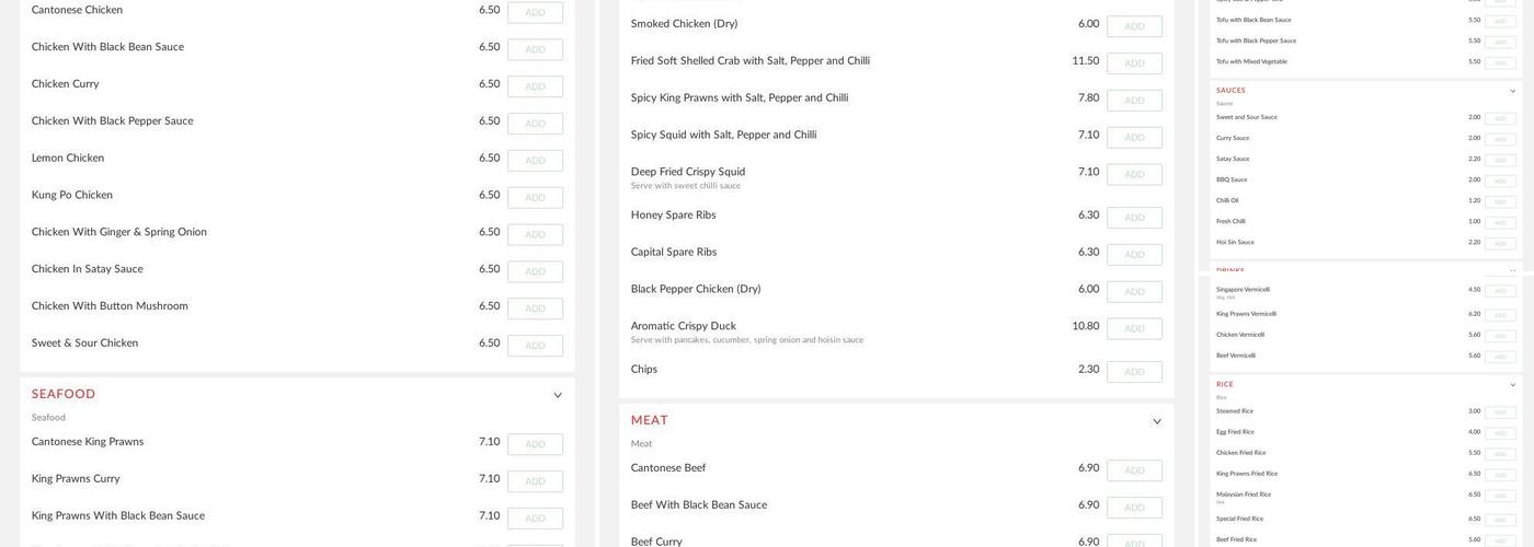 513 Oriental Buffet Menu