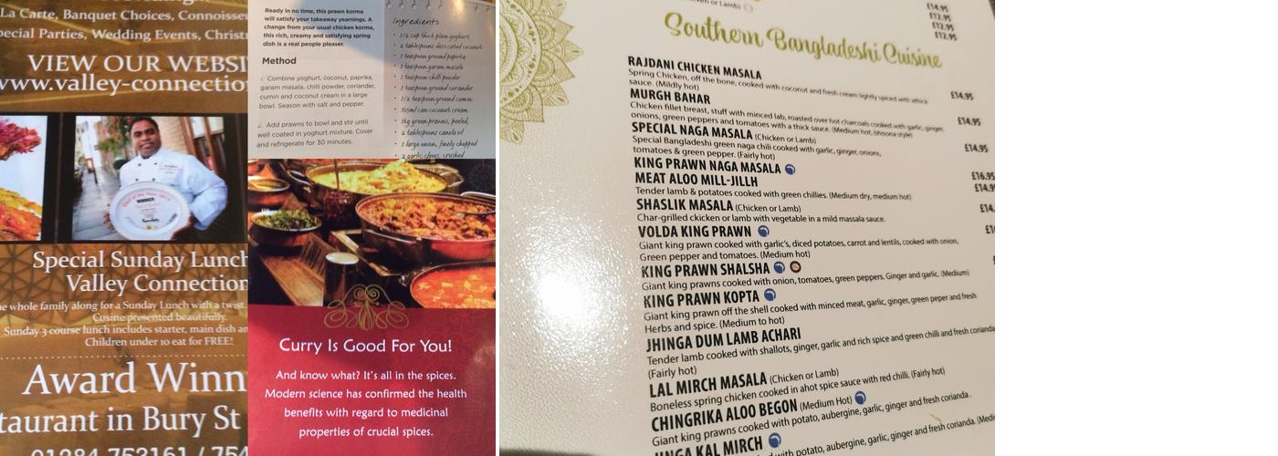 Valley Connection Menu