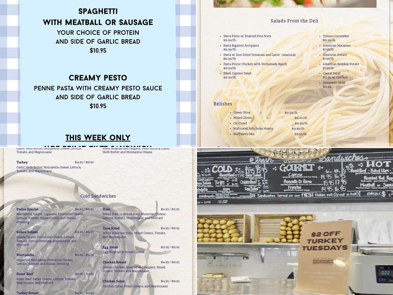 Padua Pasta Makers Menu