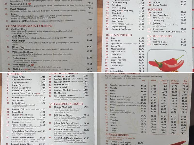 Asham Menu