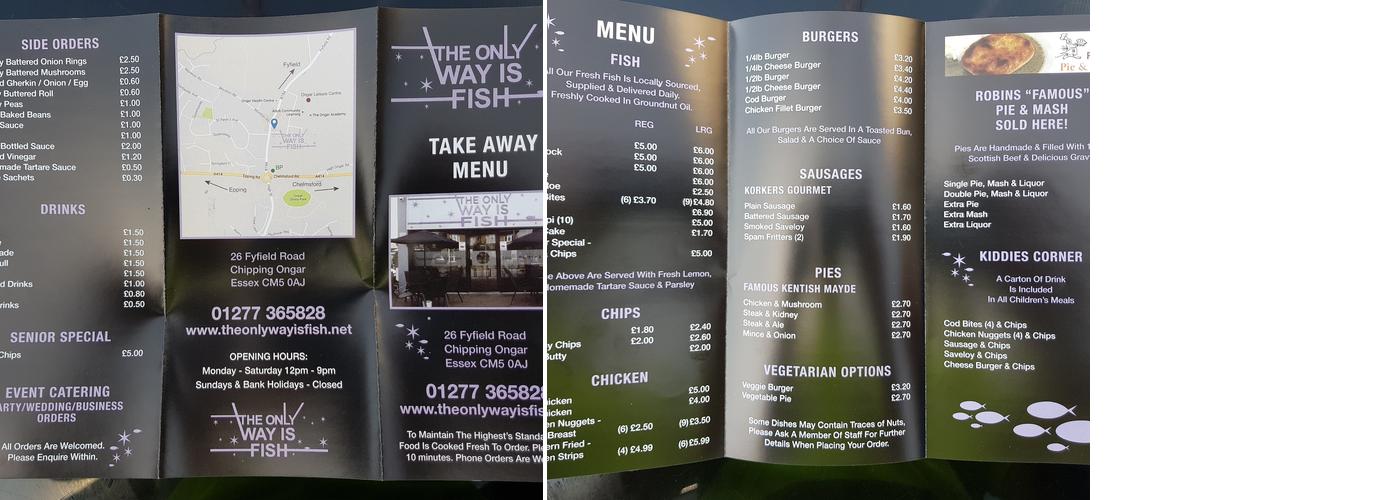 The Only Way Is Fish Menu