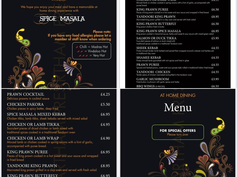 Spice Masala Menu
