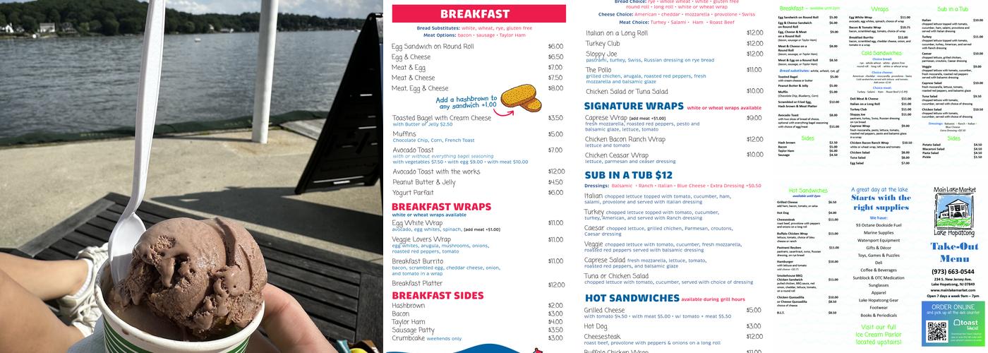 Main Lake Market Menu