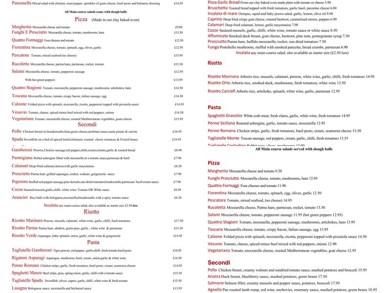 Piazza Firenze - Hampton Menu