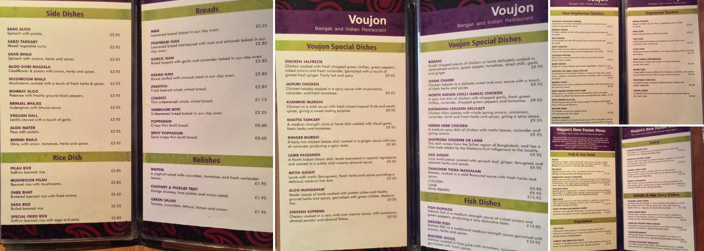 Voujon. Menu
