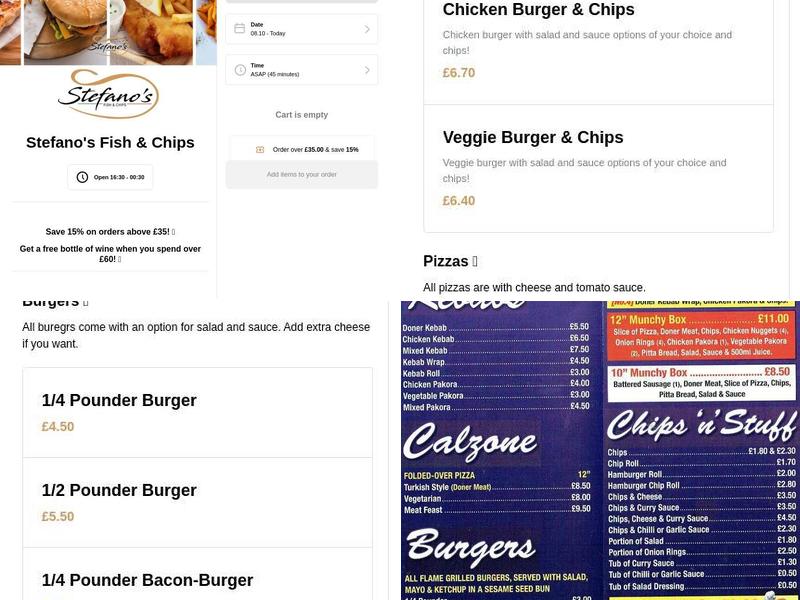 Stefano's fish&chips Menu