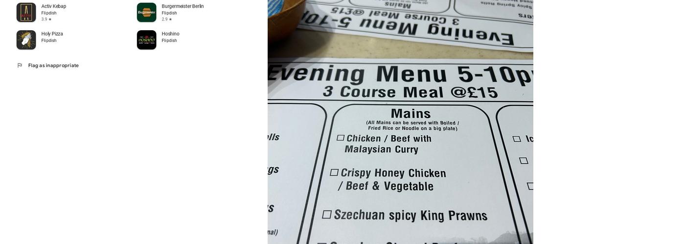 Dragon Way Prestonpans Menu