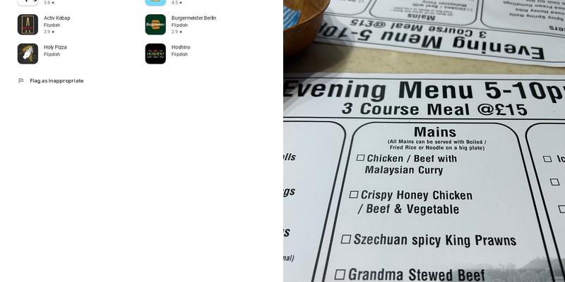 Dragon Way Prestonpans Menu