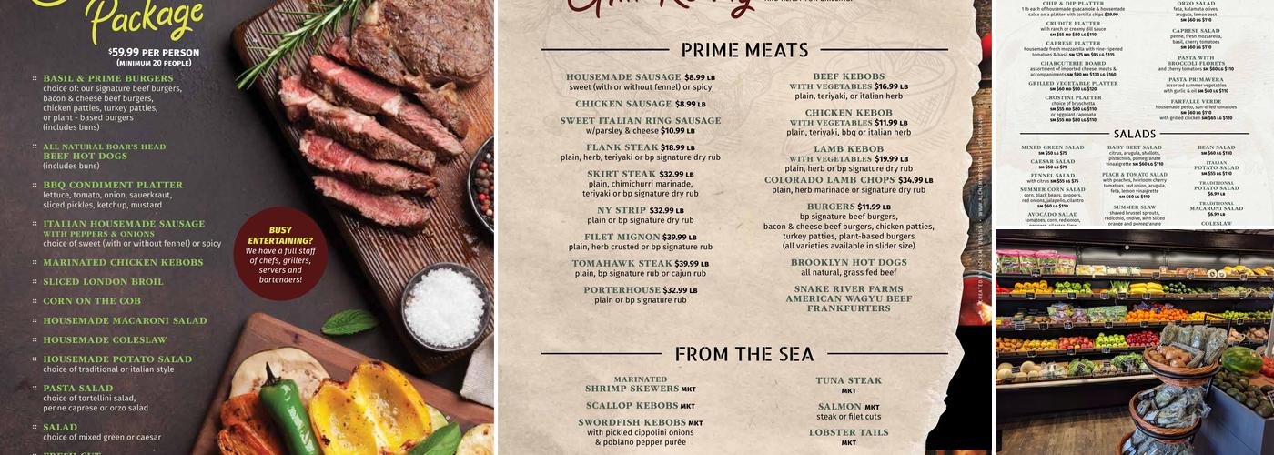 Basil And Prime Menu