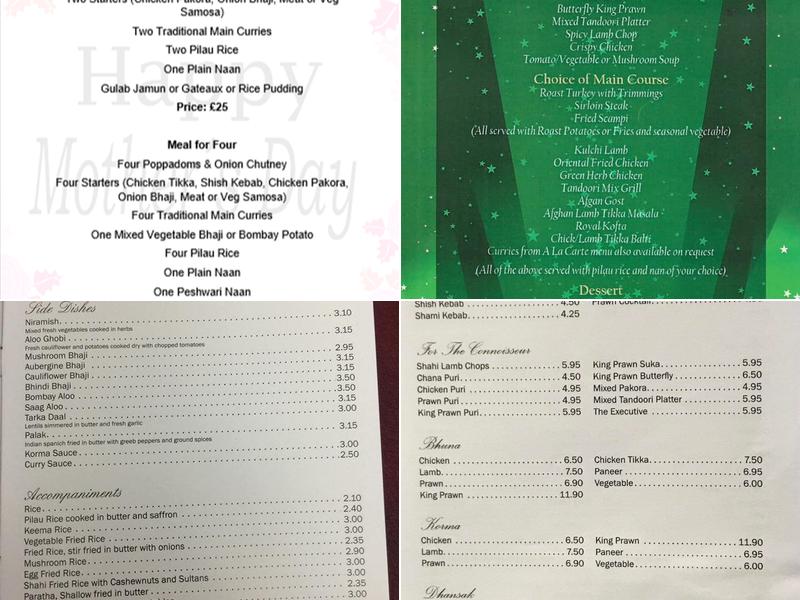 The Shehnai Indian Restaurant Menu