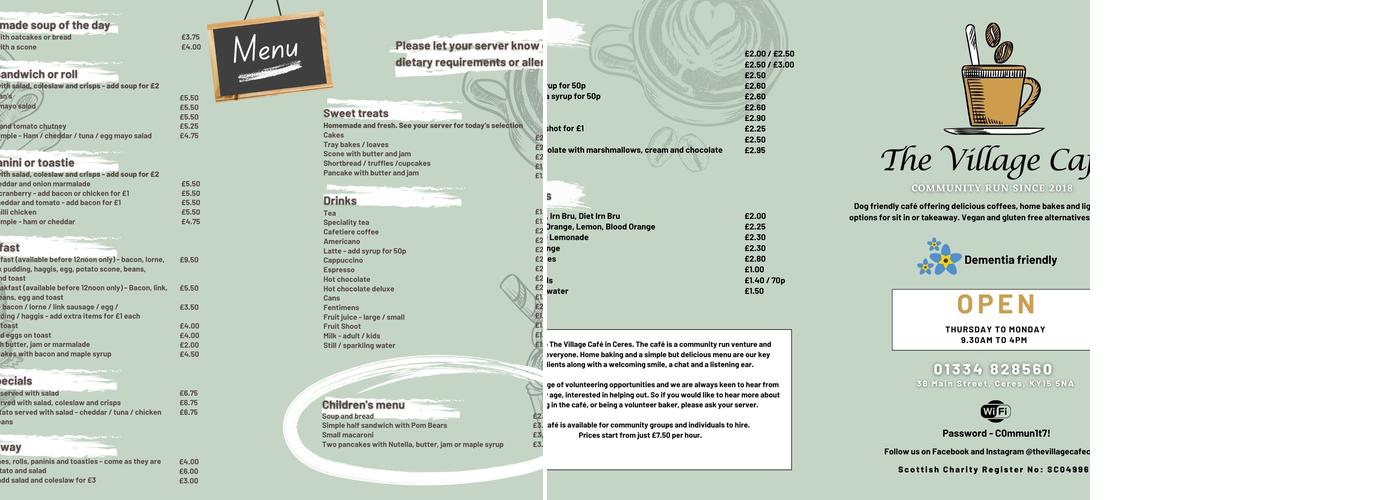 The Village Cafe Menu