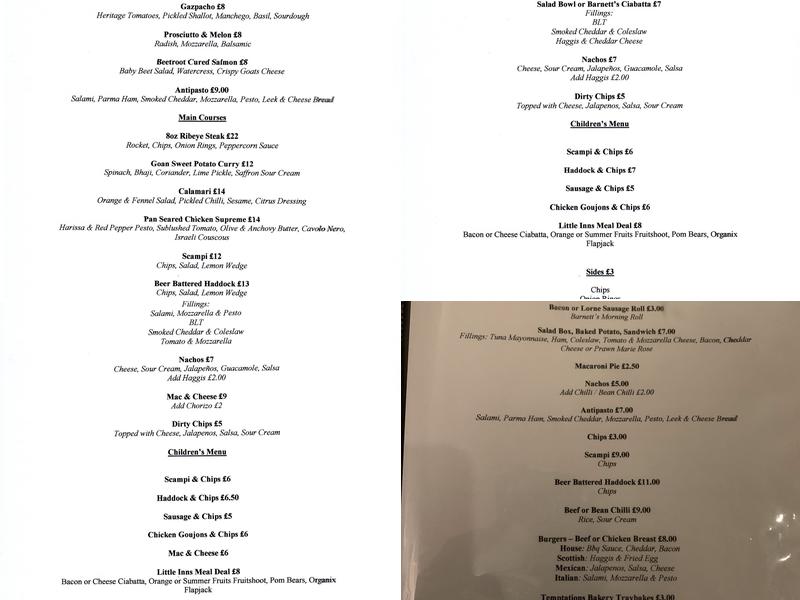 Guardbridge Inn Menu