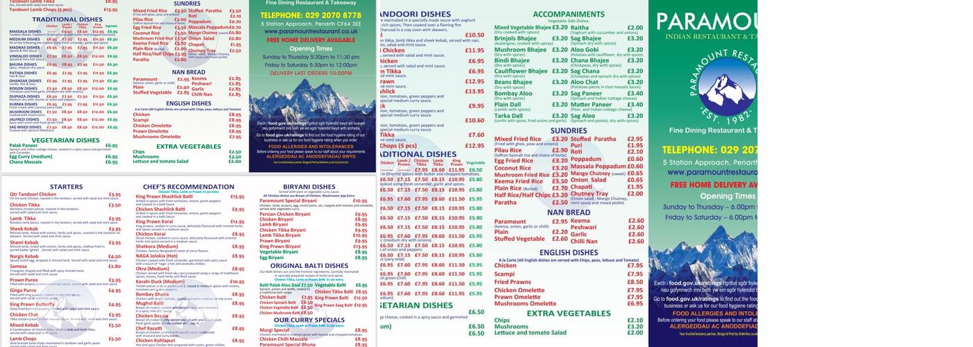Paramount Tandoori Menu