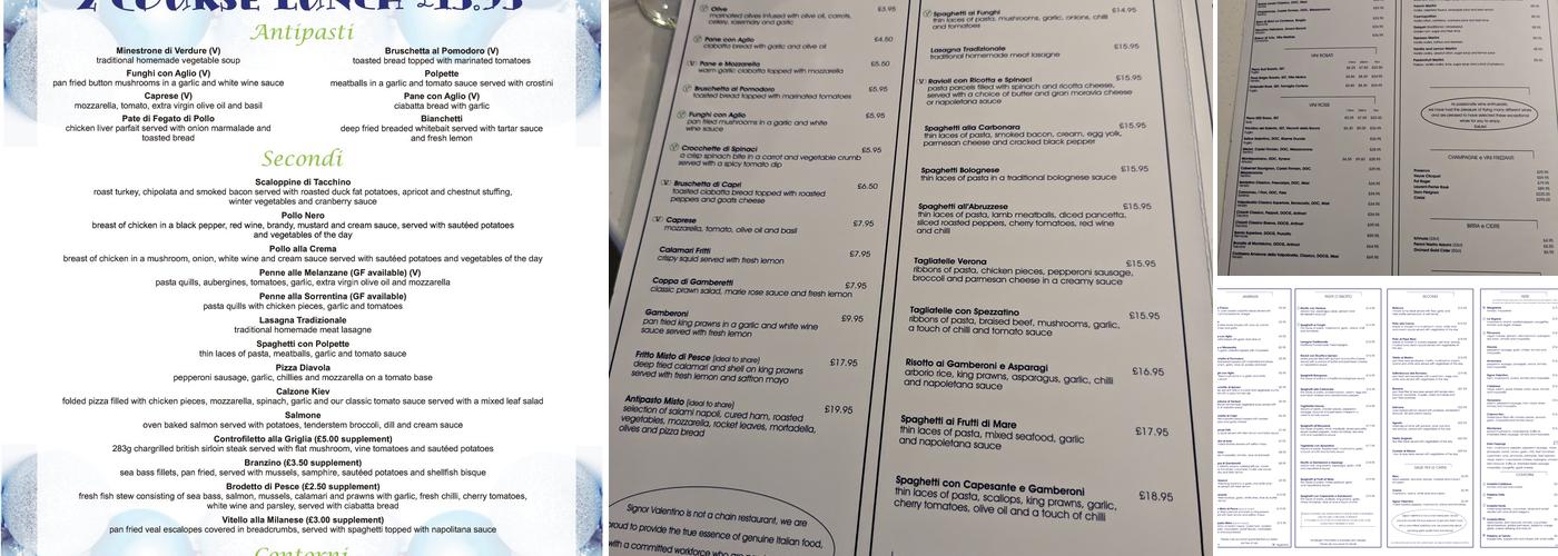Signor Valentino Menu