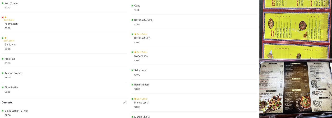 Lahore Kebabish Menu