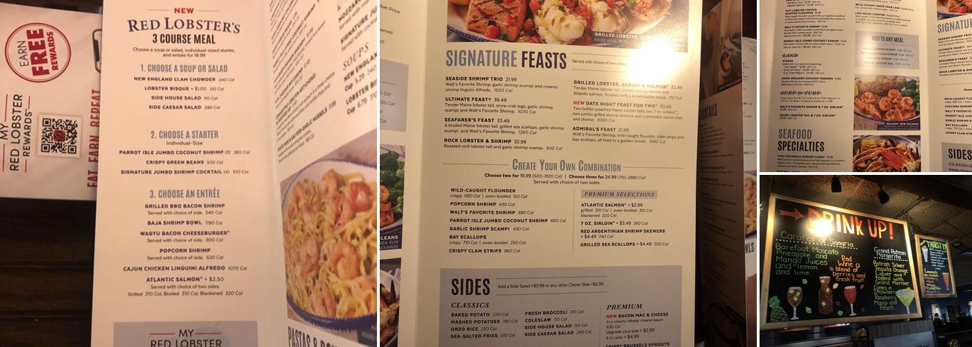 Red Lobster Menu