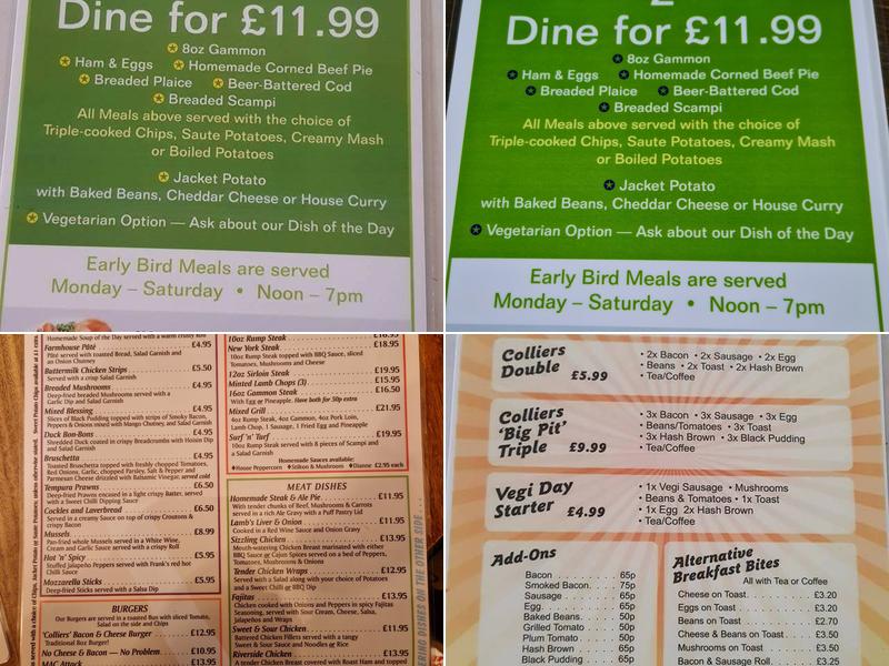 The Colliers Arms Menu
