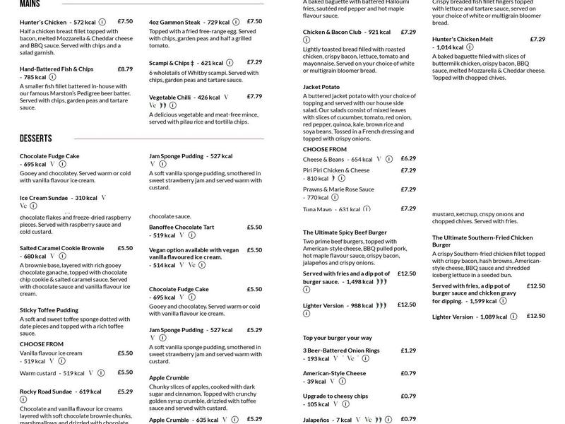 Tafarn Y Phoenix Menu