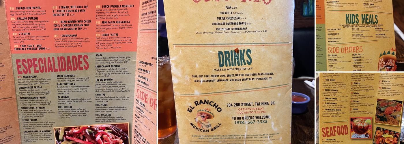 El Rancho Mexican Grill Menu