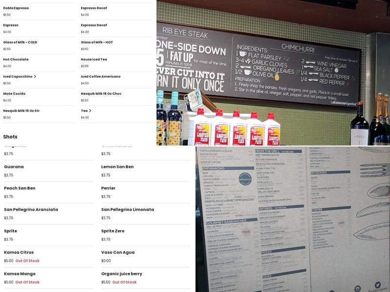 La Estancia Argentina Menu