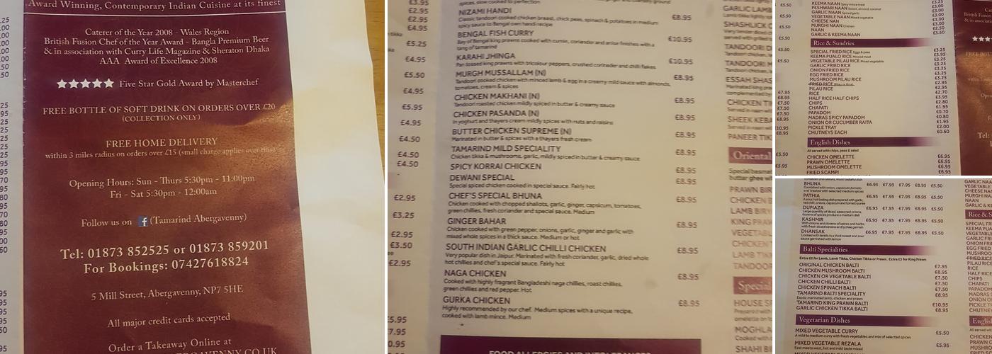 Tamarind Menu