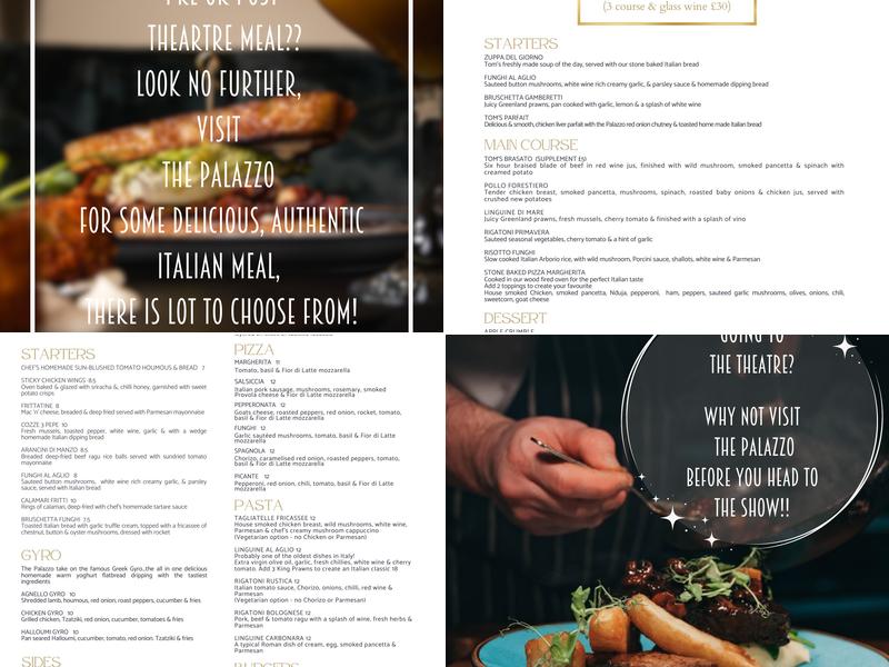 The Palazzo at Burnley Menu