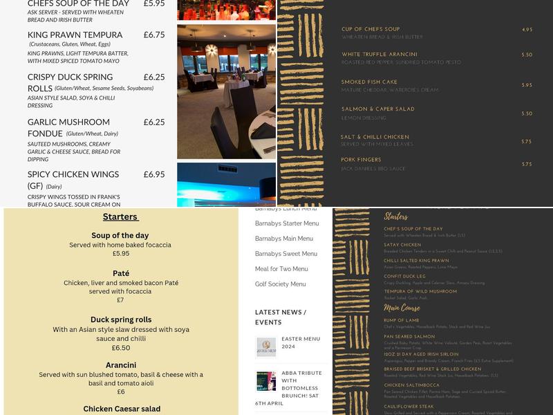 Barnabys Restaurant Menu