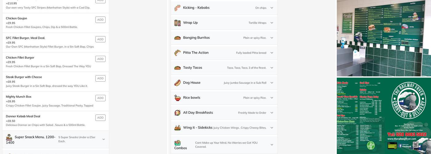 The Railway Fryer Menu