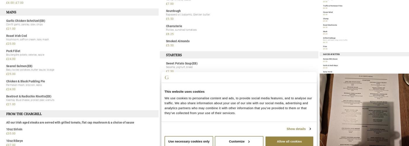 Castle Kitchen + Bar Menu