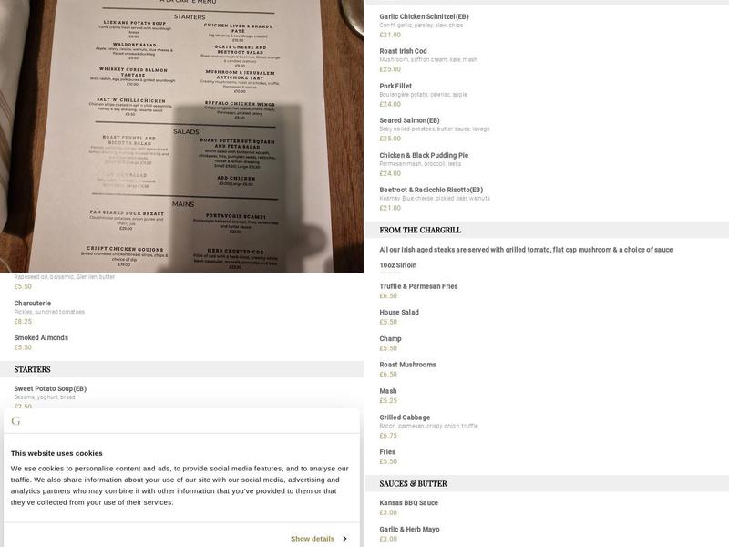 Castle Kitchen + Bar Menu