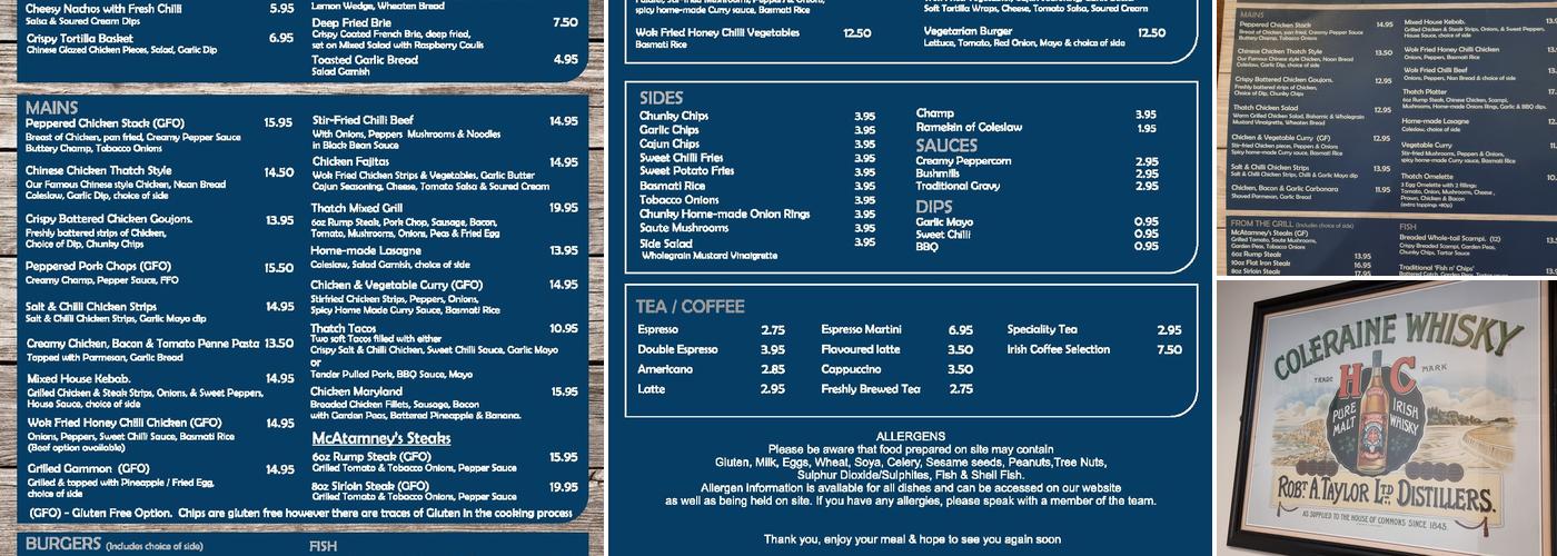 The Thatch Inn Menu
