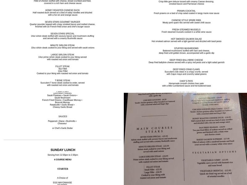 The Seven Stars Menu