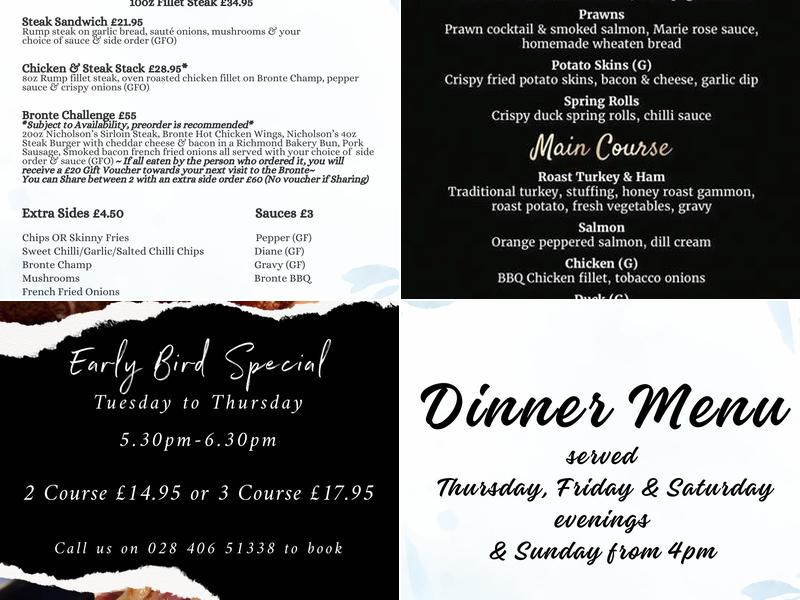 Bronte Steakhouse & Grill Menu