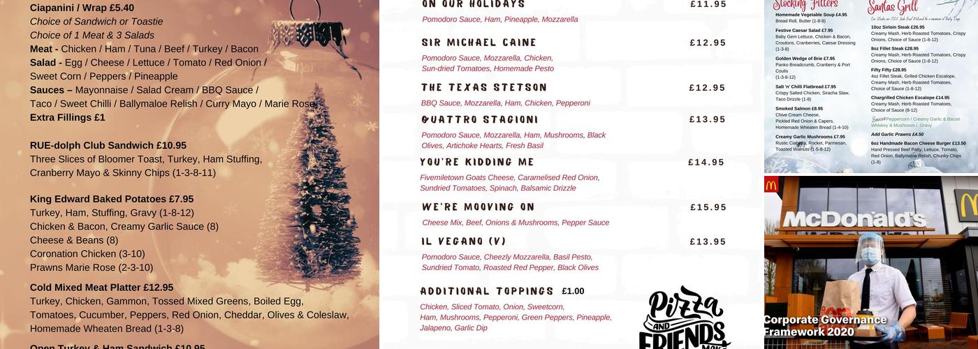 Main Street Omagh Menu