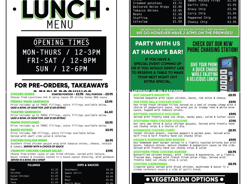 Hagan's Bar & Bar Bella Menu