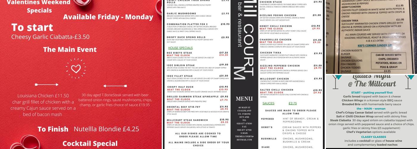 The Mill Court Menu