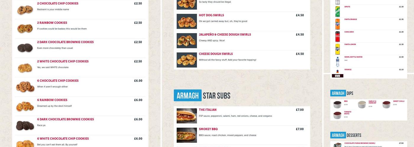 Four Star Pizza Armagh Menu