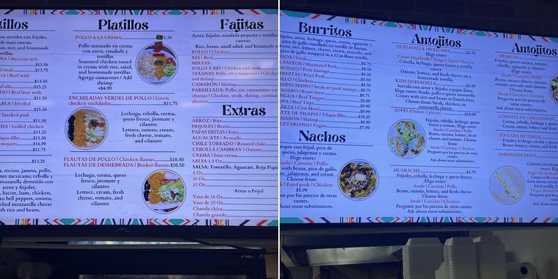 Los comales Menu
