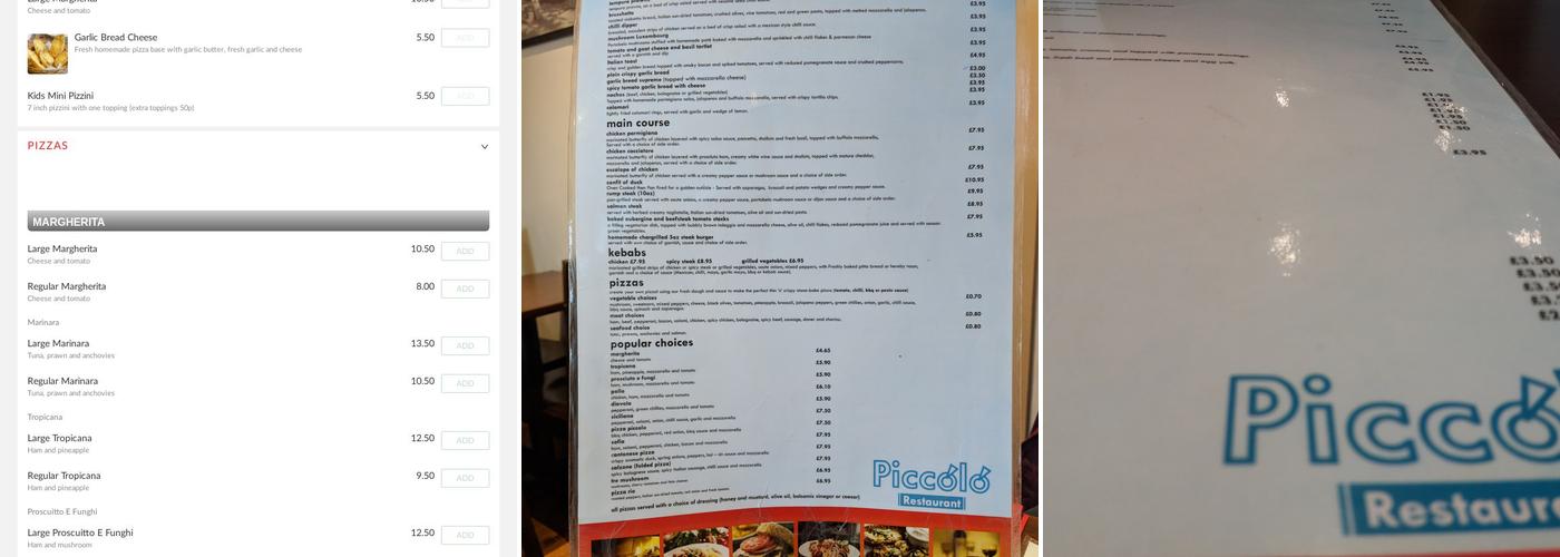 Pizza Piccolo Menu