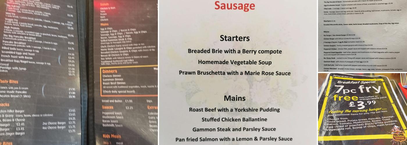 Sizzlin Sausage Diner Menu
