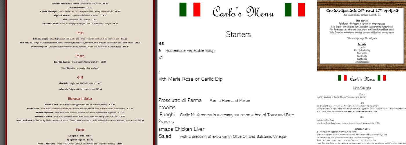Carlo's Restaurant Menu