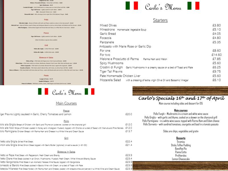 Carlo's Restaurant Menu