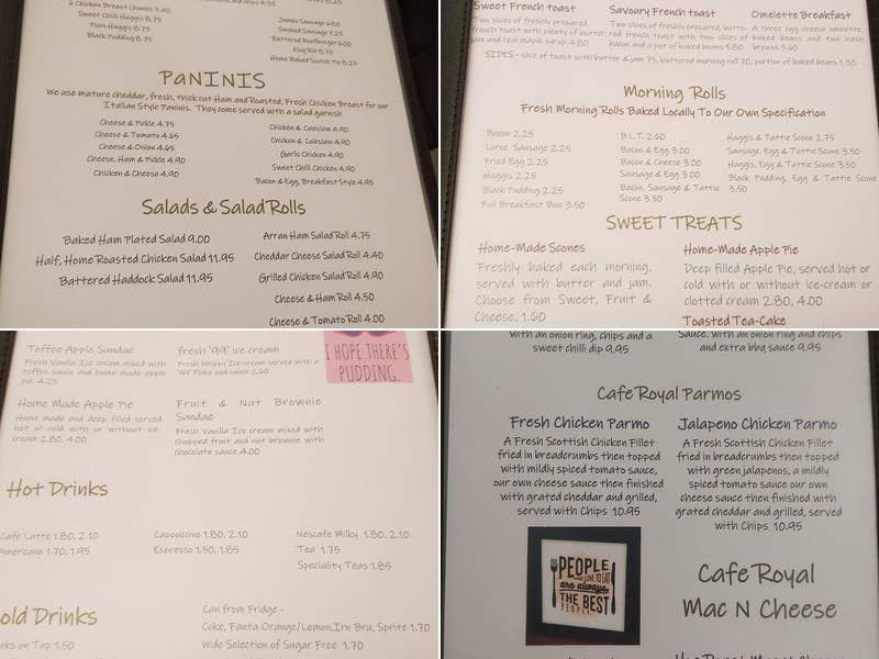 The Cafe Royal Menu