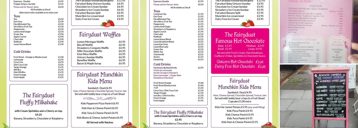 The Fairydust Emporium Silloth Menu