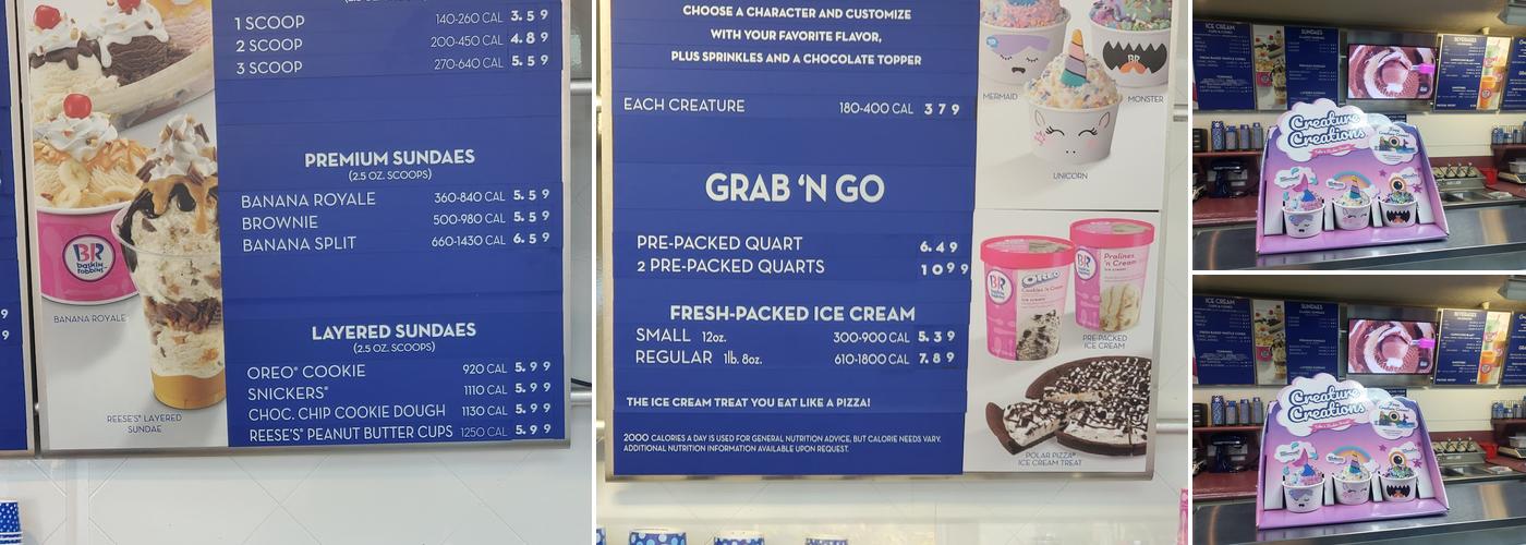 Baskin-Robbins Menu